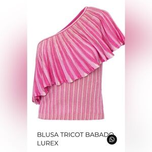 Paola Bernardi one shoulder lurex knit pink top size small